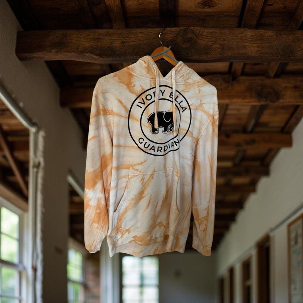 Ivory Ella Womens Tie Dye Orange/White Oversized Hoodie Sweatshirt Size Small